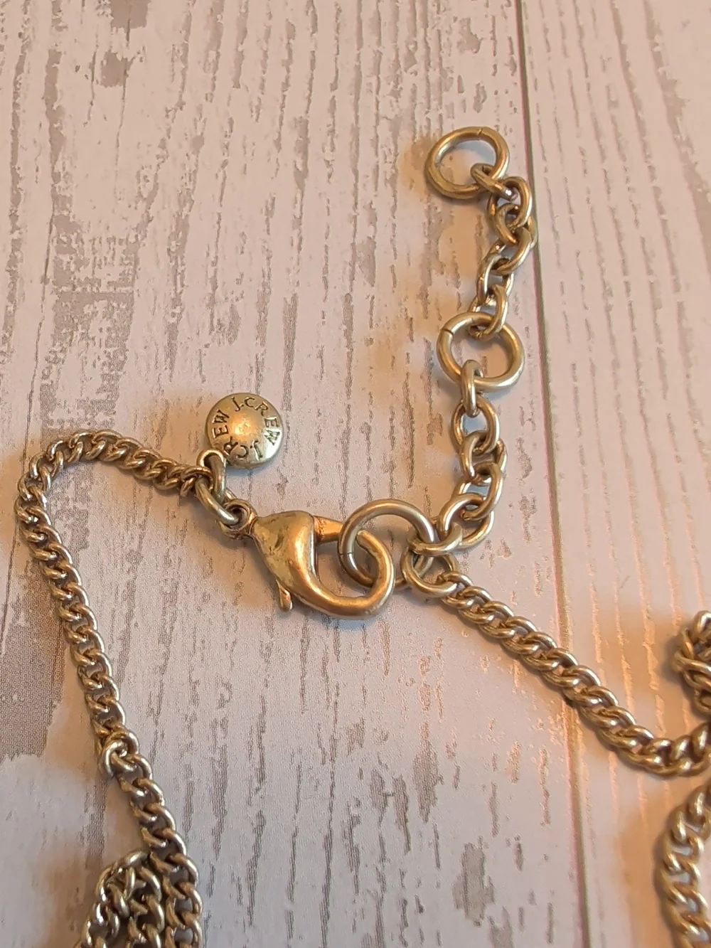 J. Crew Pale Pink Bead Necklace with Tortoise-Link Chain